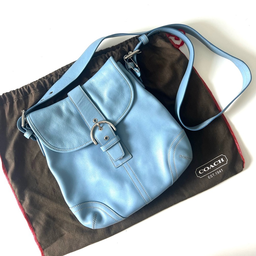 Coach Blue Hobo Crossbody Buckle Bag - Picture 2 of 7